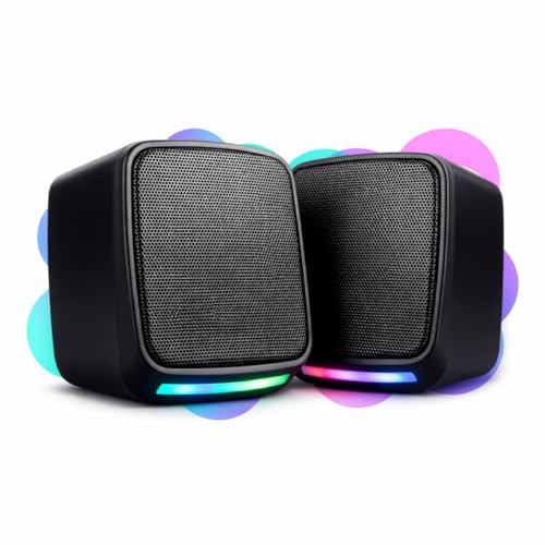 Caixa de Som para PC Gamer, Iluminação LED RGB, Som Estéreo, Conexão USB e P2, Controle de Volume, Plug and Play, para Notebook, TV e Home Office — Qualidade Premium Loreal Shop