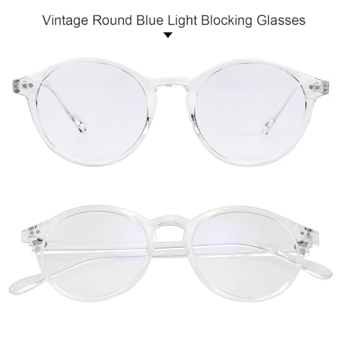 Image of Gleyemor Blue Light Glasses for Men Women, Vintage Round Frame Eyeglasses | Blue Light Blocking Glasses, Lightweight TR90 Frame, Work Gaming Daily Screen Office Computer Use