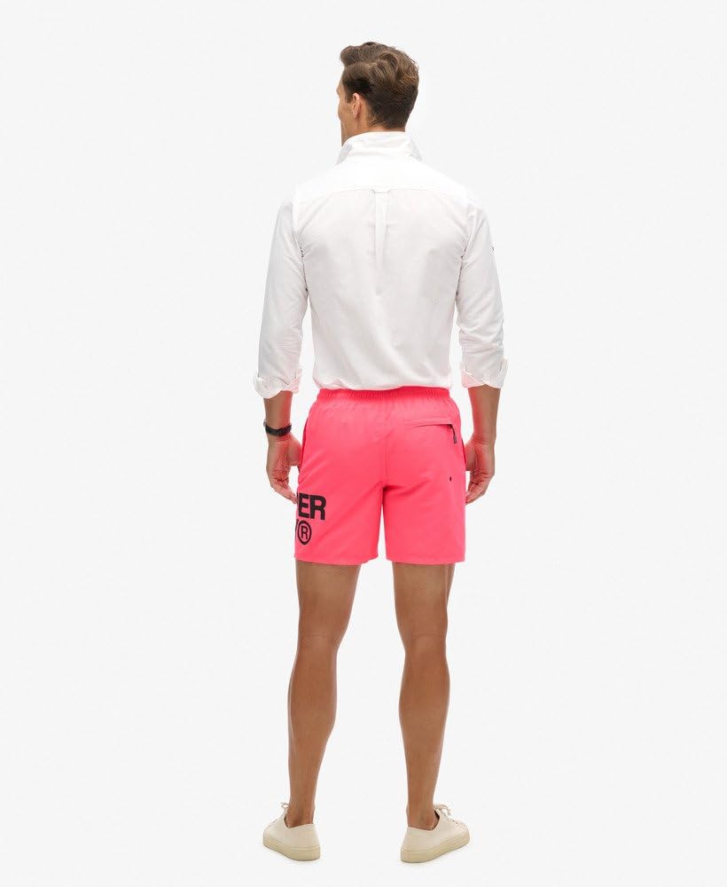 Superdry Męskie spodenki kąpielowe 17" Sportswear z materiału pochodzącego z recyklingu z logo