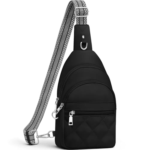 SYTRAH Sling Bag for Women, Anti-Theft RFID Crossbody Bag Nylon Sling Purse for Travel, Puffy Small backpack for Daily Hiking Sports Black
