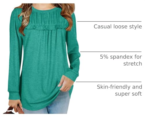 Image of Haloumoning Girls Crew Neck T Shirts Peplum Babydoll Tops Tees 4-15 Years | Girls T-Shirts, Casual Loose Tunic Tops, Cute Ruffle T Shirts, Short Sleeve Shirts, Long Sleeve Blouse