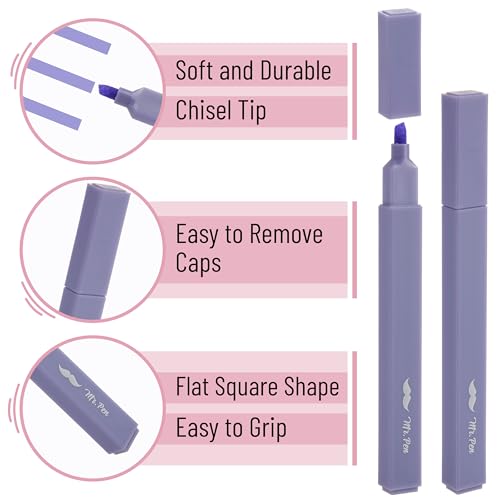 Image of Mr. Pen na aesthetic highlighters, 8 pcs, chisel tip, mixed colors, bible markings without bleeding
