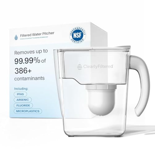 Clearly Filtered Water Filter Pitcher, 10 Cup BPA Free Water Filtration