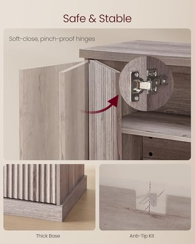 Image of VASAGLE Contemporary Buffet Cabinet with Adjustable Shelves, Fluted Doors