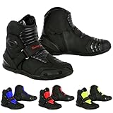 PROFIRST BT-42 Short Ankle Leather Motorbike boots for men Motorcycle boots Protective Shoes for Riders (8 UK, Black, numeric_8)