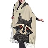 Retro Waschbär Grafikdruck Schals Schal Wickelschal für Frauen Herbst Winter Mode Große Decke...