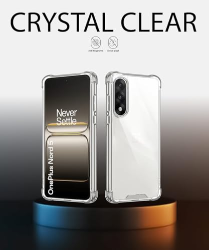 Image of WOW IMAGINE Clear Back Cover Case for 1+ OnePlus Nord 5 | Shockproof Soft TPU Case | Cushioned Edges for Ultimate Protection Back Cover Case - Transparent