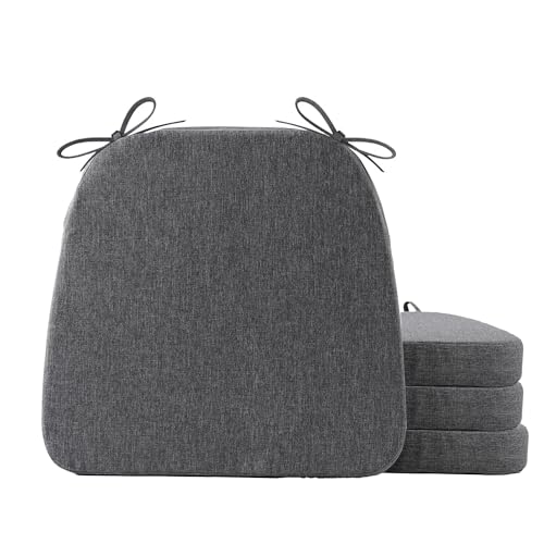 Battilo Seat Cushions for Kitchen Chairs, 16"x16"x2", 4 Pack, Dark Grey