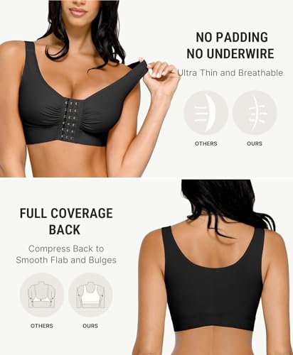 Image of FeelinGirl Post Surgery Compression Bra for Women's Front Closure Bra with Adjustable Straps Wirefree