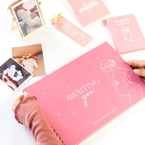 Image of Chaarpaai Pregnancy Journal for Pregnant Women | Awaiting You Pregnancy Planner | 27 Milestone Cards with 100 GSM Pages | Journal for Expecting Moms with Keepsake Box (Pink)