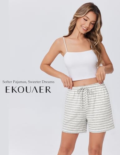 Image of Ekouaer Pajama Shorts for Women Soft Comfy Lounge Shorts Drawstring Pj Shorts Short Pajama Bottoms with Pockets S-XXL