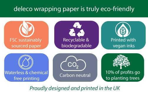 deleco 4 x Modern Love Heart Wrapping Paper Sheets | Eco Friendly Premium Recyclable Gift Wrap 70cm x 50cm each. Perfect for Father's Day, Valentines, Anniversary, Wedding, Birthday and more