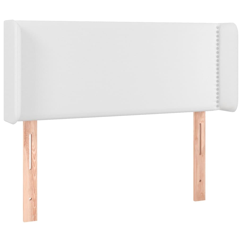 vidaXL Cabecero con Luces LED Cabecero de Cama Cabezal Tapizado para Cama Individual Mueble Dormitorio Interior Cuero Sintético Blanco 83x16x78/88 cm