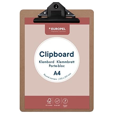 Europel A4 Wooden Clipboard with Clip Cover