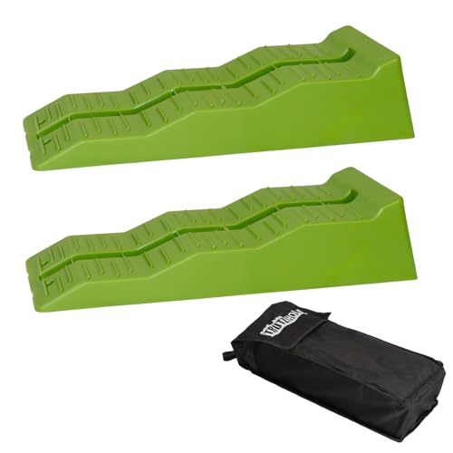 TRUTZHOLM 2x Stufenkeil Auffahrkeil Ausgleichskeil mit Überfahrstopper 60 x 20 x 12 cm Kunststoff hochbelastbar 5 t Tragkraft für Wohnmobil Camper PKW SUV rutschfester Keil