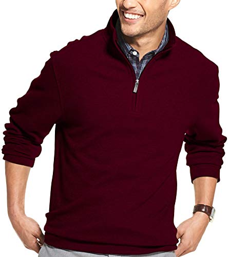 Van Heusen Men's Never Tuck Long Sleeve 1/4 Zip Ottoman Solid Pullover