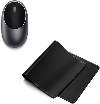 Satechi M1 Wireless Bluetooth Mouse & Vegan-Leather Desk Mat for Office and Home - Black