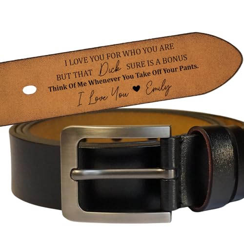 Generic I Love You For Who You Are But That Sure Is A Bonus, Personalized Engraved Leather Belt, Leather Belt Gifts for Men, Custom Leather Belt for Men, Range of size, Black and Brown2