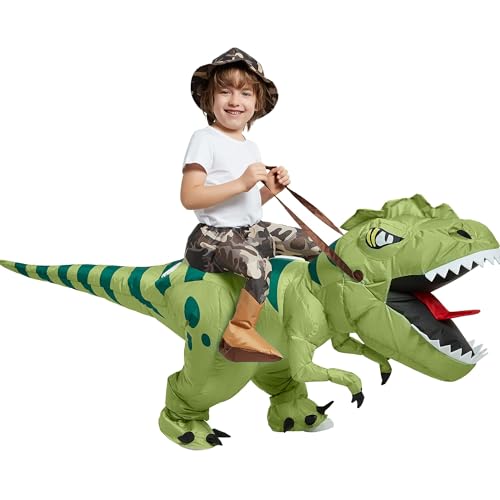 Inflatable Dinosaur Costume for Kids Children Inflatable Riding Dinosaur Costumes For Adult Child 3 Sizes Boys Girls Funny Blow up Costume for Halloween Party Christmas Cosplay Birthday gifts (Kid)