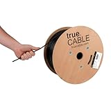 TRUE CABLE Cat5e Direct Burial Bulk Ethernet Cable, Unshielded U/UTP, 1000ft, Black, Waterproof, Outdoor OSP Jacket, 24AWG Solid Bare Copper, 350MHz, PoE++ 100W