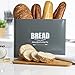 Extra Large Bread Box for Kitchen Countertop, Vintage with Bamboo Lid, Metal, Traditional Farmhouse Style. Kitchen Counter Storage Bins for Fresh Loaves, Crackers - Rustic. GREY
