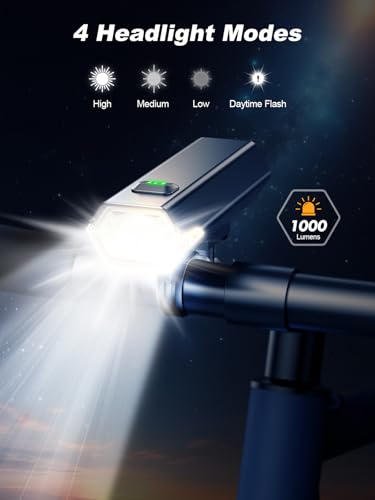 2026 New 1000 Lumen Super Bright Bike Lights with Side Light, 4+6 Modes Rechargeable Bicycle Lights Front & Rear, IP65 Waterproof Bike Headlight for Day/Night Riding Safety, Scooter Accessories - Image 4