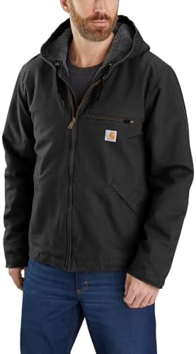 Carhartt mens Relaxed Fit Washed Duck Sherpa-Lined Jacket Work Utility Outerwear