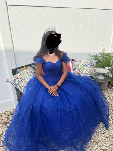 Off The Shoulder Prom Dress 2025 Glitter Tulle Formal Dresses for Women A Line Long Ball Gown4