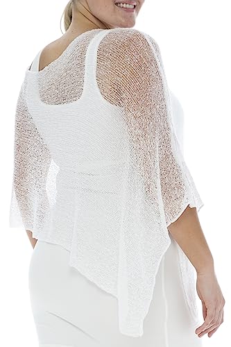 Image of Back From Bali Womens Plus Size Sheer Poncho Shrug - Lightweight Knit Pullover Bolero Sweater 2X 3X 4X