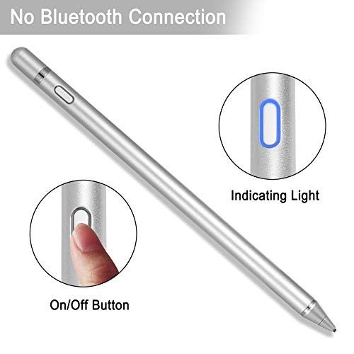 Active Stylus Pens for Touch Screens, Digital Stylish Pen Pencil Rechargeable Compatible with Most Capacitive Touch Screens (Silver) - Thumbnail 3