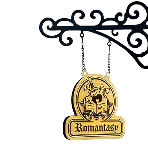 Book Nook Tavern Signs, Books Genre Labels with Hanging Brackets, Unique Bookshelf Halloween Decor, Gifts for Art Lovers (Type C)