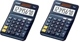 CASIO - Calcolatrice da tavolo MS-8E, 8 cifre, funzione di conversione valute (Euro) e tasto correzione ultima cifra. Alimentazione combinata (Confezione da 2)