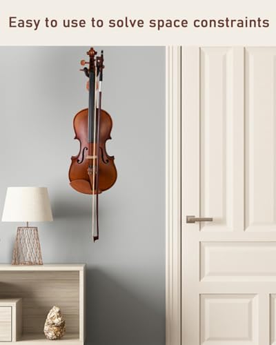 Image of Violin Stand, Mahogany Wood Violin Hook with Hard Case, Adjustable Height for Musicians, Portable Foldable Design for Outdoor Use, Violin Accessories, Violin Musical Instrument Stander