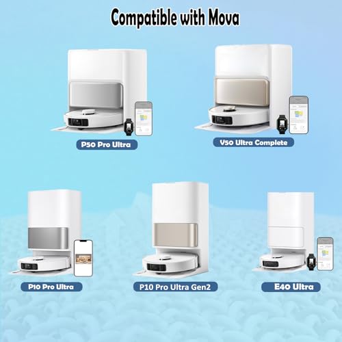 Image of 8 Pack Mop Pads for Dreame L40 /X40 /X50 /L50 /X30 /L20 /L40s Ultra /L10s Pro Ultra /L10s Ultra Gen2 /X60 Max Ultra, for Mova V50 /E40 /P10 /P50 Pro Ultra, Robot Vacuum Reusable Microfiber Mop Cloth Accessories