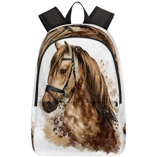 Sac à dos aquarelle cheval école enfants et adultes voyage 17,4L
