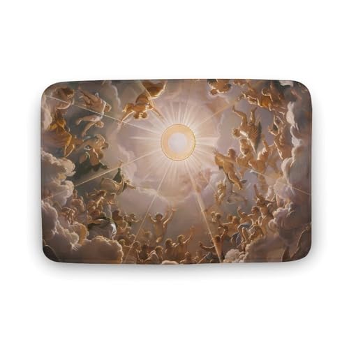 Image of Gods Greek Mythology Front Door Mat Coral Velvet Floor Rug Non-Slip for Outdoor Indoor Home Entrance 15.7"x23.6"