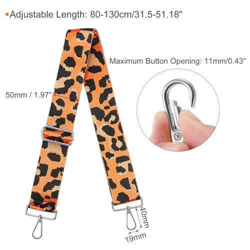 Image of uxcell Purse Strap Replacement, 31-51inch Adjustable Polyester Leopard 2inch Wide Crossbody Shoulder Strap for Handbag Guitar(Orange, Silver Buckle)