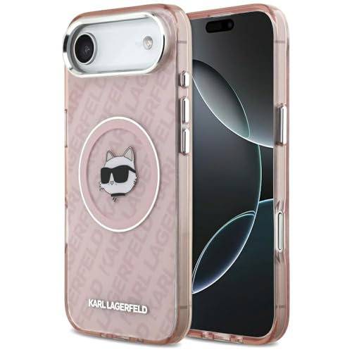 CG MOBILE Karl Lagerfeld IML TĂŞtes de Choupette Logo compatible avec MagSafe Coque pour iPhone 17 Air (rose)