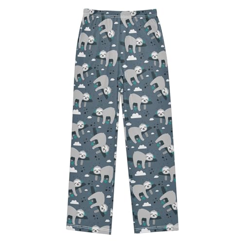 ZZXXB Sleeping Sloth Cloud Boys Long Pants Soft Trousers Elastic Waist Kids Lounge Bottoms with Pockets S-XL - Main Image