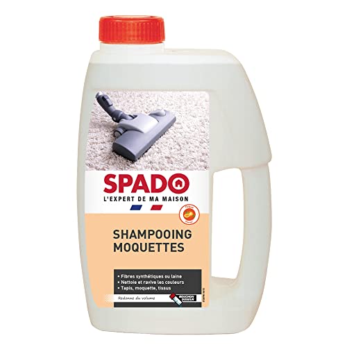 SPADO - Shampoing raviveur moquettes - Nettoie, ravivre les couleurs et redonne du volume- Bouchon doseur - Tapis, moquettes et laine - Parfum orange - 1L -...