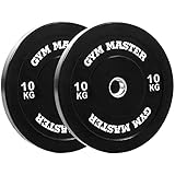 GYM MASTER 2' Black Rubber Bumper Plates for Olympic Barbell Weight Lifting - 2 x 10kg (20kg)