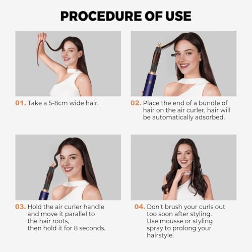 Image of 5 in ONE Hair Dryer Brush, Blow Dryer Curling Wand Hair Styling Tools Set, Ionic Hot Air Brush Round Brush Blow Dryer, Left&Right Styler 100-120V