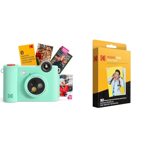 Image of KODAK Smile+ 2-in-1 Digital Instant Print Camera & Wireless Bluetooth Photo Printer + KODAK 2 inchx3 inch Premium Photo Paper (50 Sheets)
