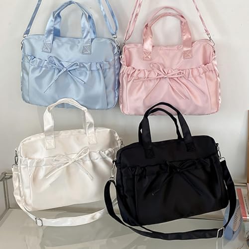 Delicate Pleated Crossbody Bag for Women Nylon Bows Shoulder Bag Large Capacity Handbag Casual Top Handle Bags2