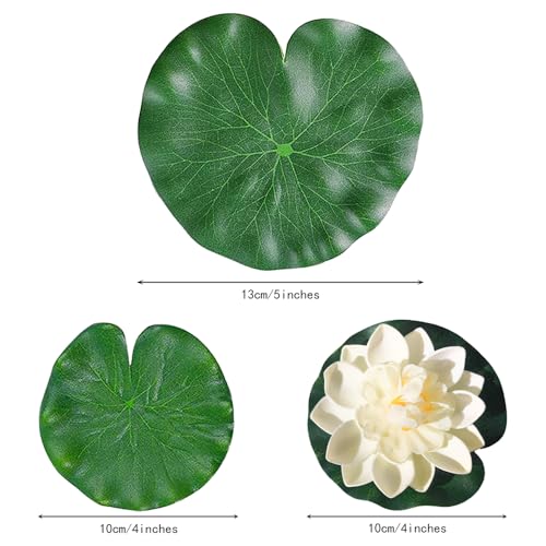 TRKETK Lotusblüten-Set mit Lotusblättern, künstliche schwimmende Seerosen, für den Außenbereich, Teichdekoration, schwimmendes Schaumstofflaub, für Teich, Terrasse, Garten, Pool, Aquarium, 2 Stile