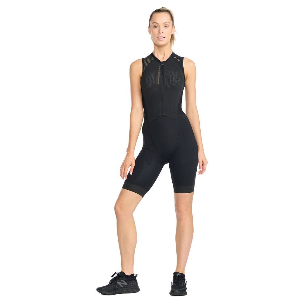 2XU Damen-Trianzug mit Reißverschluss vorne, Schwarz/Gold, Größe L