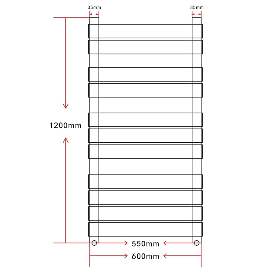 Grzejnik na ręczniki 600 x 1200 mm, prosty grzejnik łazienkowy ze