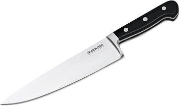 سكين مطبخ الطهاة Boker Heritage مقاس 8 بوصات، من الفولاذ المقاوم للصدأ المطروق، تصميم كلاسيكي، مصنوع في ألمانيا باللون الأسود POM
