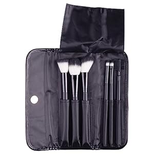 Cricket Phuse 6 piece Professional Makeup Brush Set with Soft Bristles, Eye, Crease, Brow & Lash Comb/Brush, Buffer, Blush & Bronzer Brush, Vegan Leather Case, Great for Home and Travel