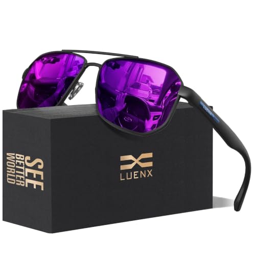 Image of Luenx Aviator Polarized Sunglasses for Men: Square UV400 Driving